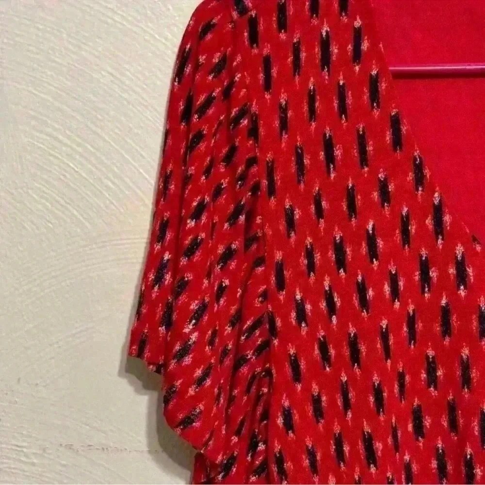 LOFT Red Midi Sundress with Flutter Sleeves and V-Neck - Picture 3 of 6